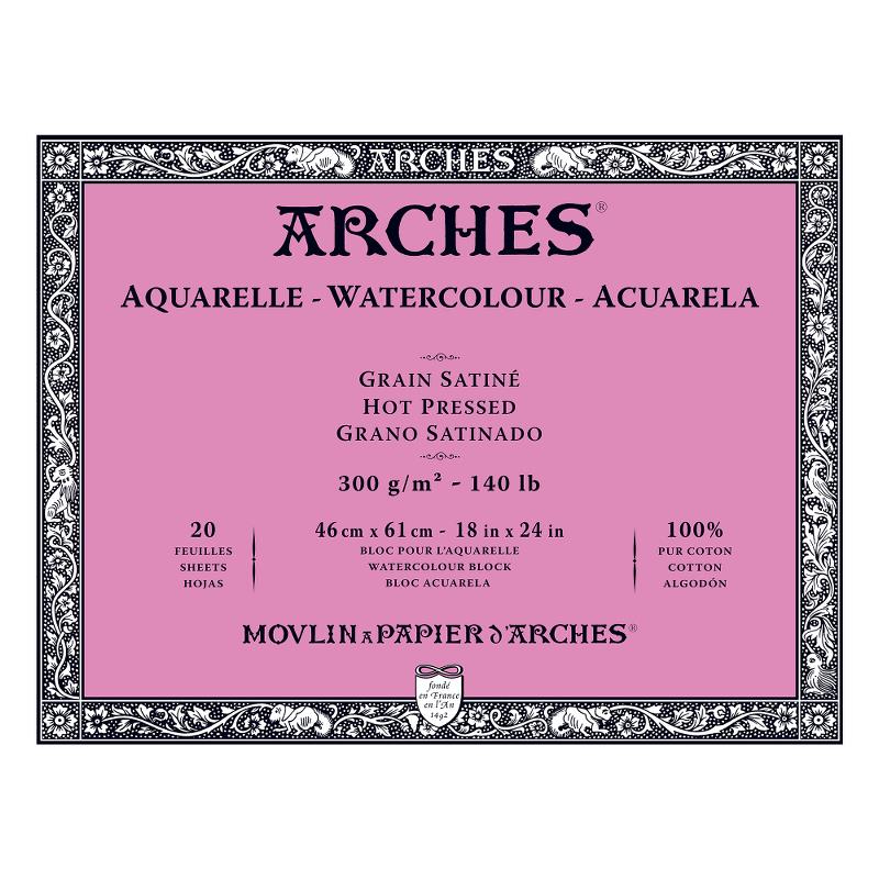 Blocco acquerello Arches - AQVARELLE ARCHES - 46 x 61 cm - 20 fogli - GRANA  SATINATA - Ditta G.Poggi