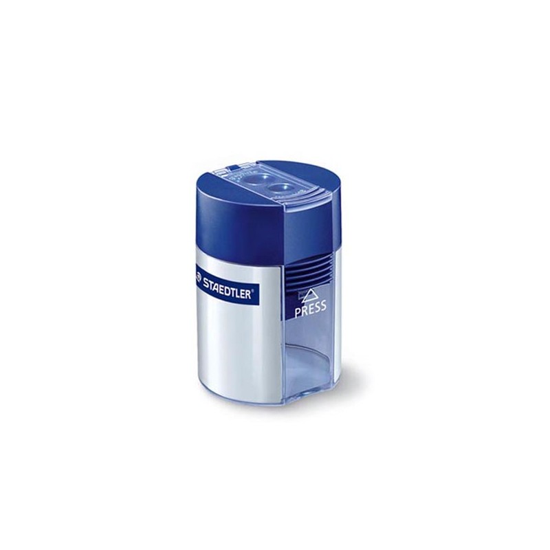 staedtler-temperamatite-contenitore-a-due-fori-grigio-blu Temperamatite in metallo a 2 fori con contenitore Staedtler - immagine 1
