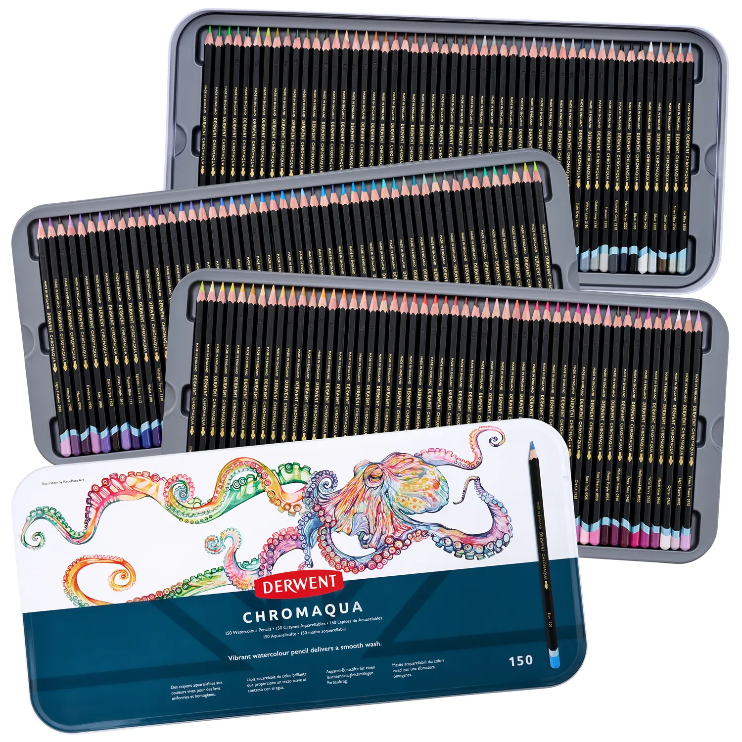 Chromaqua Pencils 150 Tin Front Open Derwent Chromaqua - Set da 150 - immagine 1