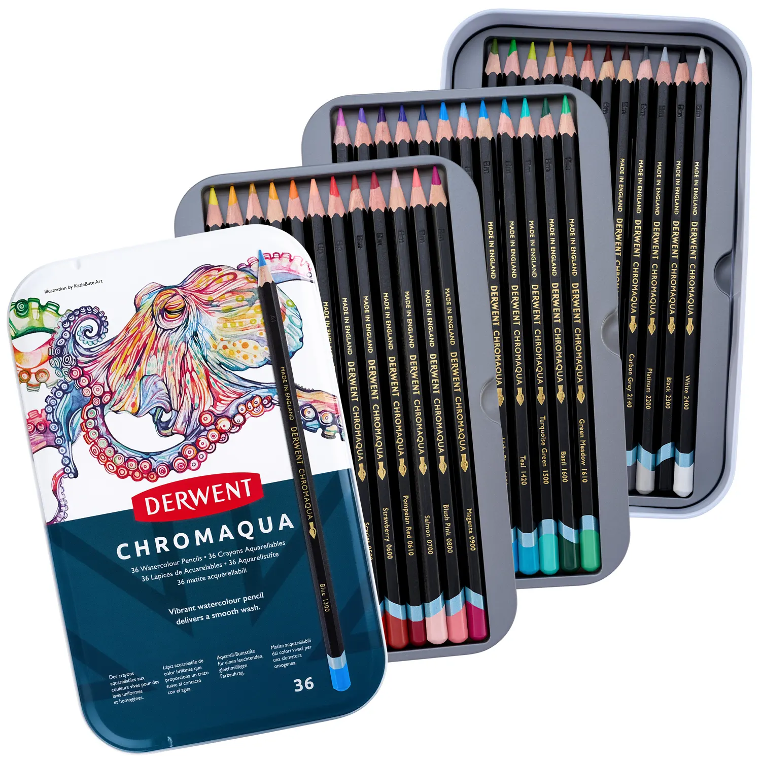 Chromaqua Pencils 36 Tin Front Open Derwent Chromaqua - Set da 36 - immagine 1